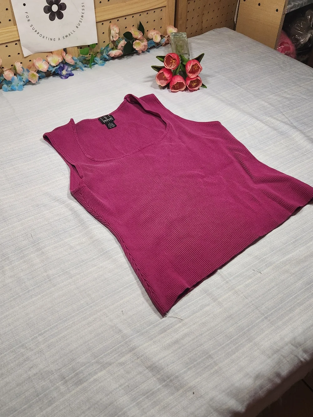 INC International Concepts Petite Silk Blend Ribbed Knit Tank Top - Sz. PL- Mage